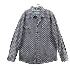 Cinch Western Shirt Men's‎ Large Blue Gray Modern Geometric Cowboy Rodeo Outdoor